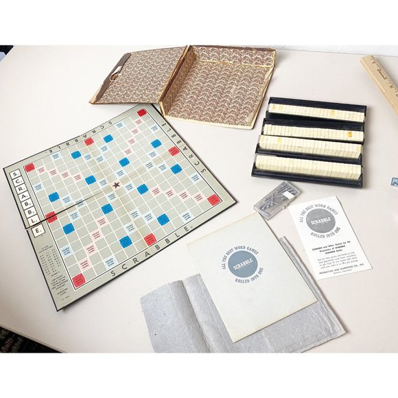 Vintage 1953 Library Edition Scrabble Complete -See Pics-